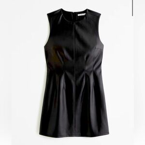 NWT Abercrombie and Fitch Black Leather Mini Dress- Med